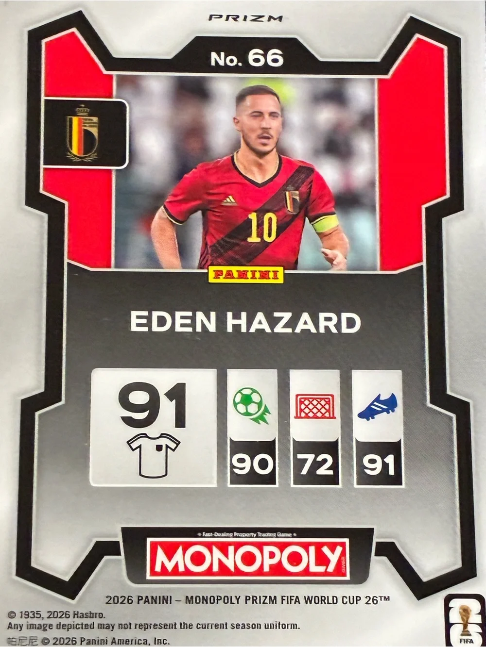 2026 Prizm Monopoly Fifa World Cup Eden Hazard #66 Four Corners Green Wave Prizm